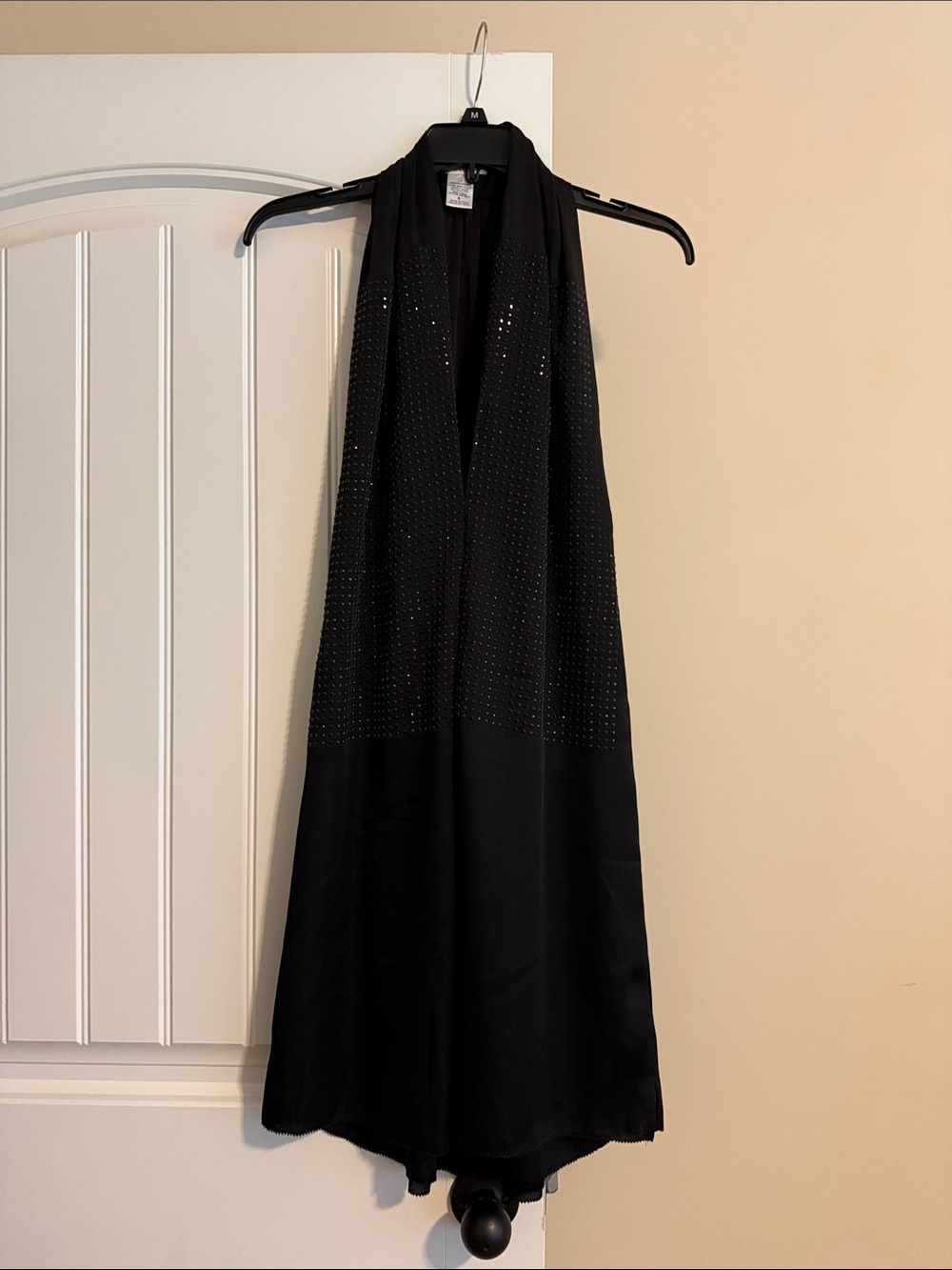 Anthropologie Black Halter Maxi Dress with Studded Detail